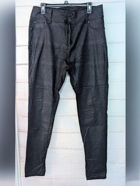 Nwot City Chic Black Shiny Reptile Print Skinny Stretch Jeans Size 20
